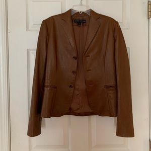 Ralph Lauren Brown 100% Lamb Leather Jacket